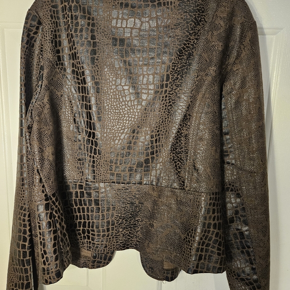 Cato Brown and Gold Blazer with Distinctive Grommet Detailing - Picture 2 of 9